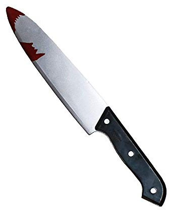 I L F D HALLOWEEN FANCY DRESS PLASTIC BLOODY KNIFE BLOOD STAINED 30CM PLASTIC TOY KNIFE