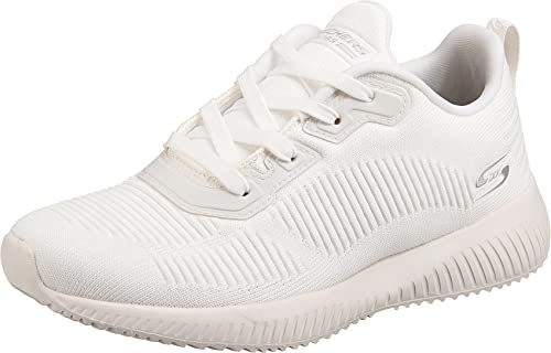 Skechers Women's Bobs Squad Tough Talk Sneakers, White Engineered Knit, 9 UK
