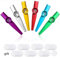 Vidillo Metall-Kazoo-Musikinstrumente, 6er Set mit 40 Kazoo-Flötenmembranen, Aluminiumlegierung, für Gitarre, Ukulele, Violine, ideal für Musikliebhaber (B), Gold, Silber, Blau, Grün, Rot, Lila