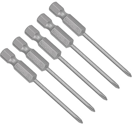 sourcing map 5 Pcs 2.5mm PH0 Magnetic Phillips Screwdriver Bits, 1/4 Inch Hex Shank 2.56-inch Length S2 Power Tool