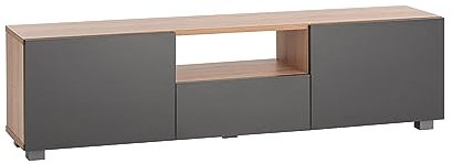MyosHome - Mueble TV Salon, Mesa para TV Color Roble y Gris 140 x 30 x 38 cm. Hera
