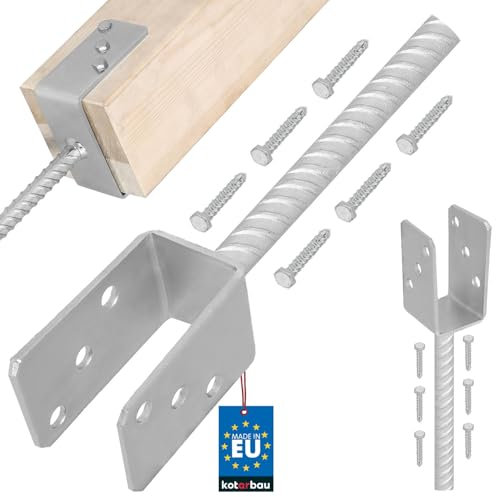 KOTARBAU® U Pfostenträger zum einbetonieren 51 mm Lichte Breite Riffelstahl Betonanker für Holzpfosten Feuerverzinkt Steindolle Fest Bodenhülse Stahl Anker