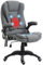 Vinsetto Office Chair, Ergonomic Desk Chair with 6-Point Massage and Back Heated, Linen-Feel Fabric Computer Gaming Chair with Arms, Lumbar Support, Grey