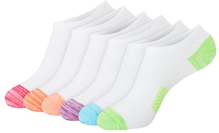 Hanes womens Hanes Women's 6-pair Lightweight Breathable Ventilation No Show Casual Sock, White Assorted, Shoe Size 8-12 US