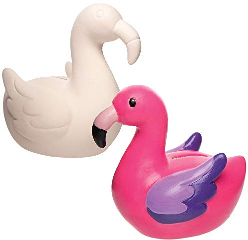 Baker Ross Tirelires Flamant Rose en céramique (boîte de 2) - Loisirs créatifs à thème pour Enfants