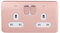 Schneider Electric GGBL3021DWLCS Lisse Screwless Deco, Switched Double Power Socket, Double Pole with Neon Indicator, Light Copper with White Insert, 13 A