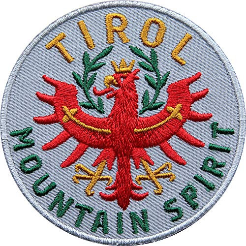2 x Tirol Adler Patch hochwertig gestickt 65 mm/Aufbügler Aufnäher Bügel-Flicken Patches zum aufbügeln aufnähen Kleidung Rucksack/Österreich Tiroler Wappen Flagge Berge Wandern Reiseführer (Grau)