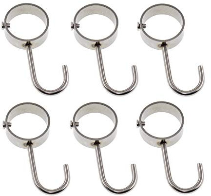 ULIFESTAR Stainless Steel Kitchen Hanger Hooks,Heavy Duty Rod Tube Rail Hanger Hooks for Hanging Pots and Pans,Towels,Oven Mitts,Fits for 25mm/1 Dia Rod,6 Pack (25mm Diameter)