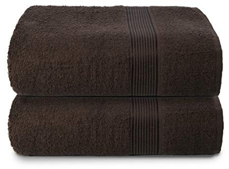 GLAMBURG Baumwolle 2er-Pack übergroße Badetücher 100 x 150 cm, große Badetücher, Ultra saugfähig, kompaktes, schnelltrocknendes und leichtes Handtuch — Braun