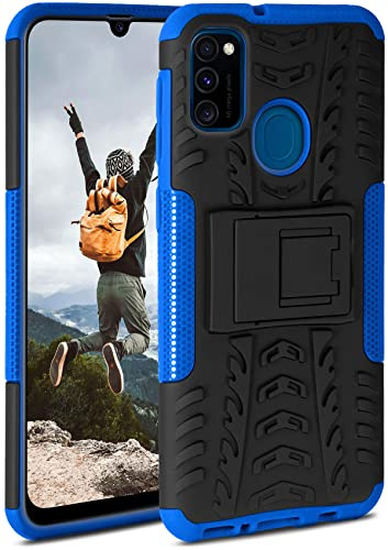 ONEFLOW Tank Case für Samsung Galaxy M30s Hülle Outdoor, stabile Panzerhülle mit Kamera und Display Schutz, sichere Handyhülle, TPU Handy Schutzhülle mit Ständer, Blau Schwarz