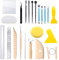 Swpeet Modelliermasse-Set, Modelliermasse, Modellierwerkzeug, Tonschaber, Acryl-Rückwand, unverzichtbare Holzmodellierung, Modelliermasse, Werkzeugkombination für Töpferei, Modellierung, Glätten,