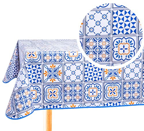 Home Direct Nappe en toile cirée rectangulaire en PVC facile à nettoyer - 140 x 200 cm - Bleu