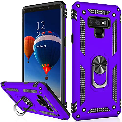 IKAZZ for Galaxy Note 9 Case,Military Grade Shockproof Heavy Duty Protective Phone Cover Pass 16ft Drop Test with Magnetic Kickstand Purple