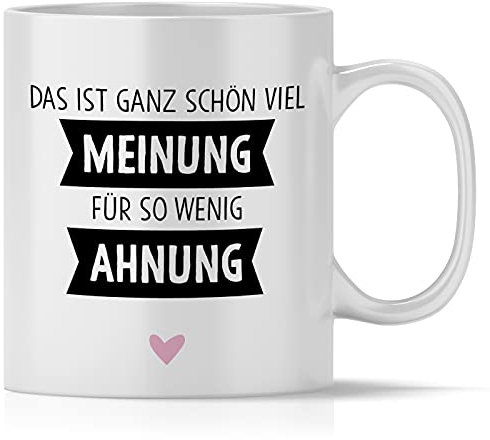 mindmonkeys® Tasse mit Spruch Viel Meinung für wenig Ahnung Fun Tasse Geschenke für Klugscheisser Besserwisser fürs Büro Geschnekidee zum Geburtstag Jubiläum Bürotasse Keramik 300 ml