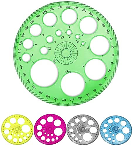 LATRAT 12 pezzi goniometro in plastica, modello circolare, con 16 piccoli cerchi per studenti, per ufficio, colore casuale