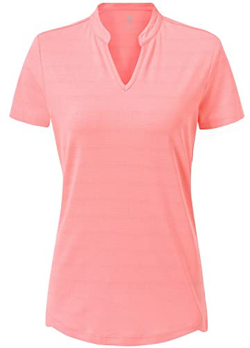 donhobo Damen Sport T-Shirt Running Fitness Shirts Sportbekleidung V Ausschnitt Kurzarm Oberteile Shortsleeve Casual Yoga Top (Rosa, XS)