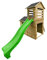 4IQ Group Spielhaus Kinder Outdoor Holzhaus 118 x 248 cm - Gartenhaus Kinder Spielturm mit Rutsche - Spielhäuser aus Naturmaterial - Garten Spielhaus Modularer Aufbau (Hellgrüne Rutsche)