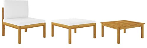 INLIFE Salon de jardin 3 pièces avec coussins en bois d'acacia massif