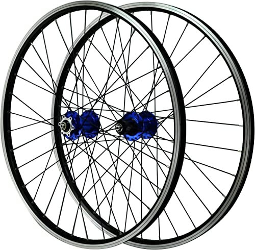 Amdieu Wheelset 26/27,5/29-Zoll-Radfahrräder, Fahrradradscheibenbremsen gegen Bremsscheibe mit Doppelschicht Aluminiumlegierung Road Wheel (Color : Blue, Size : 29inch)