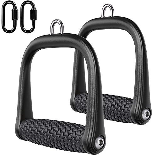 BeneLabel Seilzug Handgriff, 2er Gym Einhandgriff Kabelbefestigung Krafttraining Trizeps D Griffe für/Latzug/Kabelzug/Widerstandsbänder/Crossover mit Drehbaren Griff & 2 Karabiner, Dreiecks Muster
