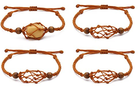 WEWAYSMILE 4 Pcs Cord Stone Bracelet, Friendship Bracelets for Girls, Adjustable Friendship Bracelet, for Women Girls Jewellery Making Friendship Favors, 1-7/8~3-1/2 inch(4.7~8.8cm)