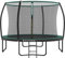 SONGMICS Trampoline 8 ft, 244 cm Dia. Kids Trampoline with Enclosure Net, 180 cm High Curved Pole, Safety Pad, Ladder, Steel Frame, Black and Dark Green STR082C01