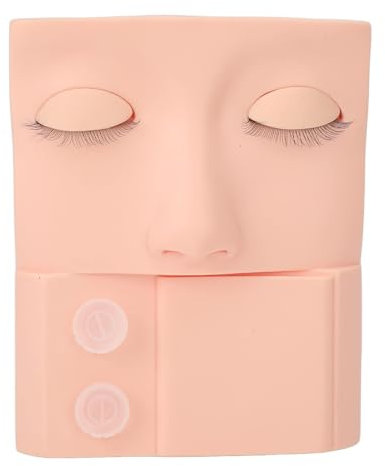 Cabeza de maniquí de pestañas 3 en 1, párpado reemplazable con anillos de pegamento para pestañas, bandeja de extensión de pestañas, cara de práctica de maquillaje para extensión de pestañas(Rosa)