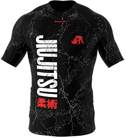 SMMASH Funktionsshirt Herren Rashguard Kurzarm Sportshirt MMA Thaibox Muay Thai Kickboxen Atmungsaktiv Abriebfest
