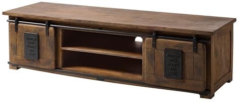 MASSIVMOEBEL24.DE Railway TV-Board 180x55x50 Mango mit Schubladen, Farbe:braun lackiert, Größe:180x55x50 cm (BxTxH)