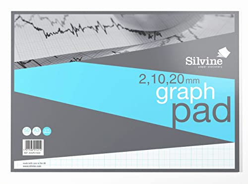Silvine A3 Professional Graph Paper Pad - Printed 2-10-20mm Graph (50 Sheets)