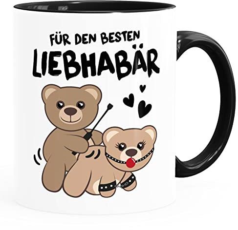 Moonworks® Kaffee-Tasse Liebe lustig Bär Geschenk Partner Mann Liebhaber Jahrestag Valentinstag Special Edition weiß-innen-schwarz standard