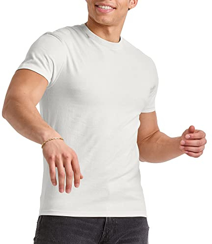 Hanes ComfortBlend Originals Lightweight, Crewneck T-Shirts for Men, Tri-Blend Tee, Tall Sizes, ECO White, 3XT