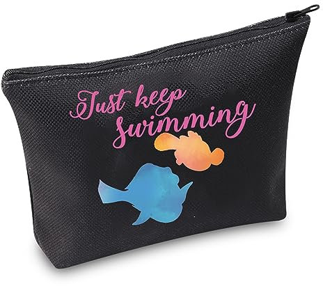 TSOTMO Nemo Dory Movie Merchandise Geschenk Nemo und Dorie Fisch Geschenk Tier Ozean Geschenk Angeln Geschenke Just Keep Swimming Kosmetiktasche für Cartoon-Liebhaber, Schwimmen BLK, Kosmetiktaschen