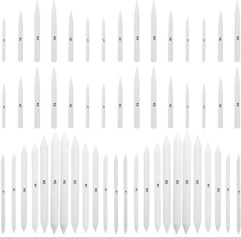 Lot de 48 estompes et tortillions, estompeurs d'art en papier - Tortillon, crayons d'art en 6 tailles, bâtons de estompage, outils de dessin, fournitures de dessin pour artistes, étudiants, peinture,