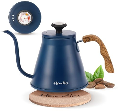 Harriet Schwanenhals-Wasserkocher mit Thermometer zum Übergießen von Kaffee und Tee, 1094.2 ml, Edelstahl, langlebiger 3-lagiger Boden, idealer Ausguss für präzises Ausgießen, kompatibel mit allen