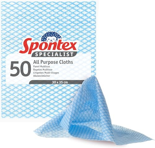 Spontex, Specialist-Allzwecktücher, Blau, 50 Stück (Packung mit 5)