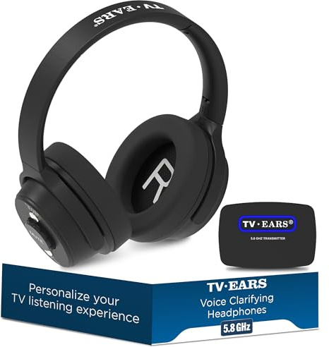 TV · Ears Kabelloses 5,8-GHz-Kopfhörersystem für TV, Sprachklärung für Hör- und Ansehen mit wiederaufladbaren Batterien, Einstellbarer Klang, funktioniert mit den meisten TV-Marken, Reichweite bis zu