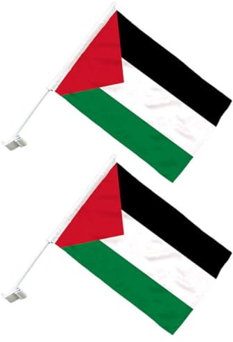 DIKACA 2st Palästina-flagge Palästina-autofahnen Palästinensische Flagge Palästina-nationalflagge Autoflagge Palästina Dekorative Nationalflagge Hoffahne Runden Polyester Auflegen