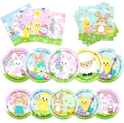 Juweked Easter Plates and Napkins Decotaion