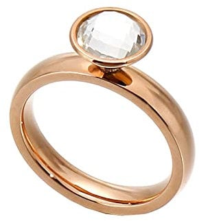 KnSam Versprechen Ring Edelstahl, Klassiker Verlobungsring Damen Zirkonia mit Zirkonia, Ring Rose Gold, Gr.54 (17.2)