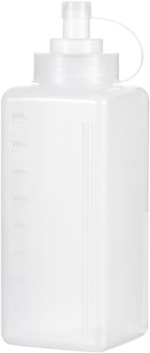 Uceoo Gewürz-Quetschflasche, breite Öffnung, 800 ml, transparente Quetschflaschen mit Deckeldeckel, für grobe Saucen, Harz, Handwerk, Lebensmittelqualität, quadratische Form