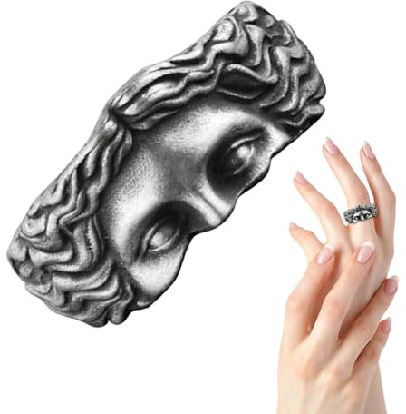 Halbgesichtsring, schicker Indexring, Damenringe, bezaubernder Ring, antiker griechischer Ring, beruhigender Ring für Frauen, Jugendliche, Outdoor, Männer