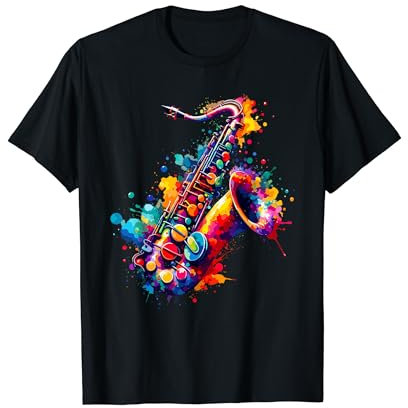 Saxophoniste De Saxophone Splash Art Coloré Saxophonistes De T-Shirt
