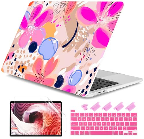 DONGKE Kompatibel mit MacBook Pro 13 Zoll Hülle 2024 2023-2020 Release A2338 M2/M1 A2251 A2289 mit Retina-Display & Touch ID, Kunststoff-Hartschale & Tastaturabdeckung & Displayschutzfolie – Floral