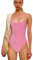 SCJJZ Body Sculptant Femme,Combinaison à Bretelles en Soie Rose Vif, Haut Slim d'été de Couleur Unie (Taille M)