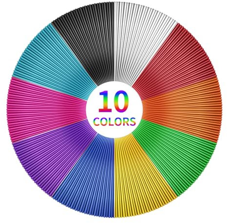 Uzone 3D Stift Filament Nachfüllungen PLA 1.75 mm,10 Farben 3D Stifte Druck Filament Refills,Jede Farbe 3 Meters Gesamt 30 Meters pla 3D Stift Filament für MYNT3D, SCRIB3D 3D Stifte und 3D Drucker