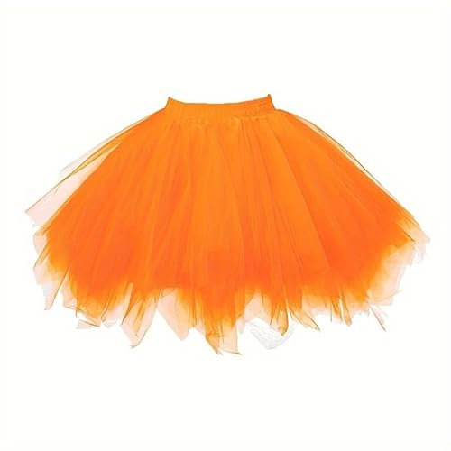 Boolavard 80er Jahre Tutu Rock für Erwachsene, mehrlagiger Tüll-Petticoat, Halloween-Tutu (DE/NL/SE/PL, Alphanumerisch, L, XL, Regular, Regular, Orange)