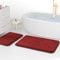 wyewye Mikrofaser-Badteppiche, 2 cm, super dick, super saugfähig, Badezimmerteppich, 50 x 80 cm und 40 x 60 cm, Rot