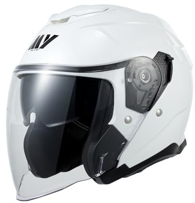 MY Jethelm Rollerhelm mit Sonnenblende,ECE22.06 Zertifizierter,Komfort-Innenfutter Komplett Herausnehmbar,Motorradhelm Mofa Helm für Herren und Damen,Modell MY-835 (Weiß, XS)