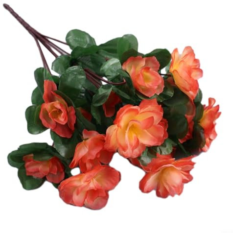 Entgoinggo Kleine Azaleen-Blume, 7 kleine Azaleen-rote Kunstblumen, Heimprojekt, dekorative Blumen (Champagner)